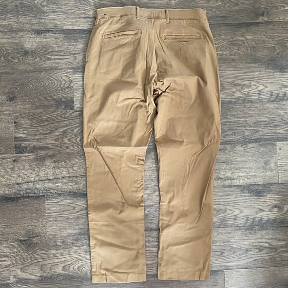 Dark Khaki Athletic Straight Modern Chino Pant 32 X 34 Wedding Guest, Work, Mens - Picture 4 of 5